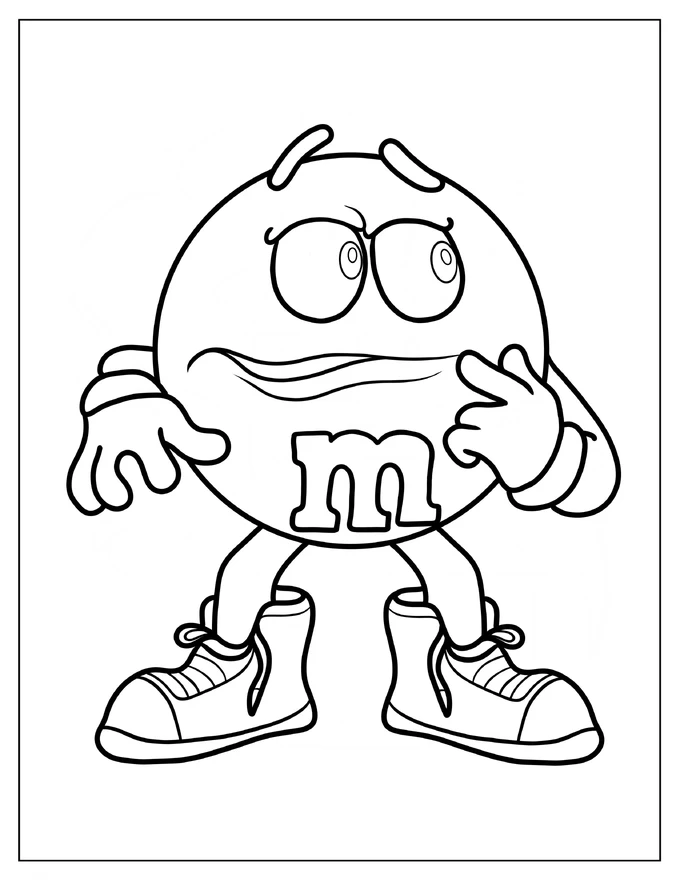 Orange M&M’s Coloring Sheet For Preschoolers