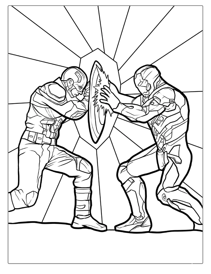 Captain America Vs Iron Man Coloring Sheet