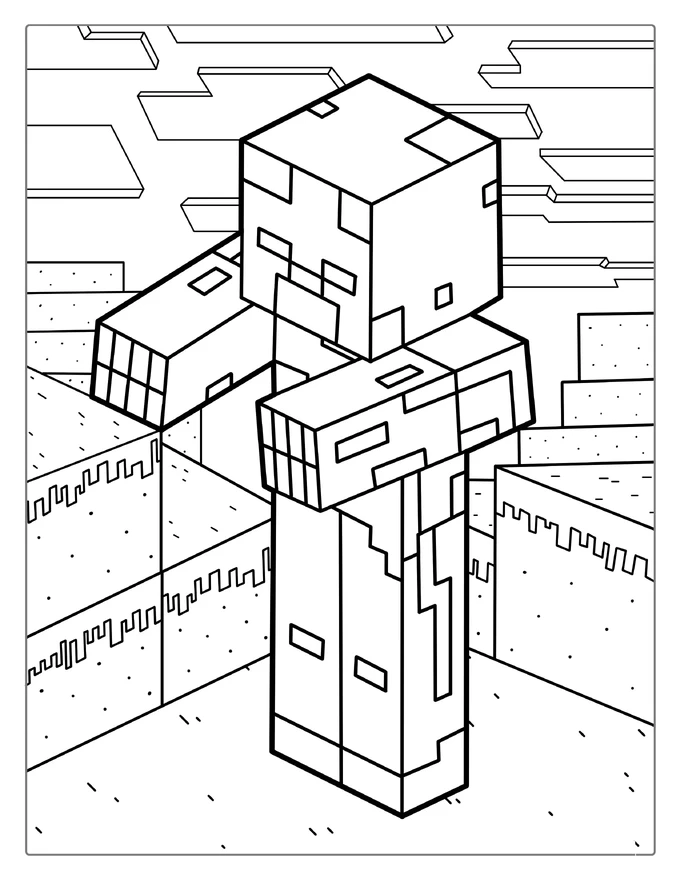 Minecraft Zombie Coloring Page