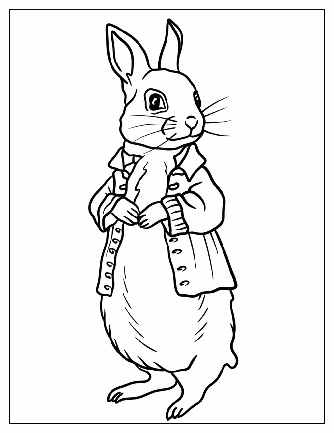 Simple Peter Rabbit Coloring Page For Kids