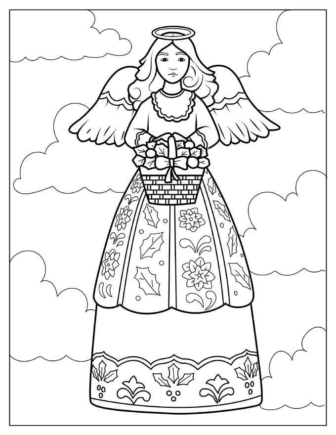 Eternal Angel In Heaven Coloring Page