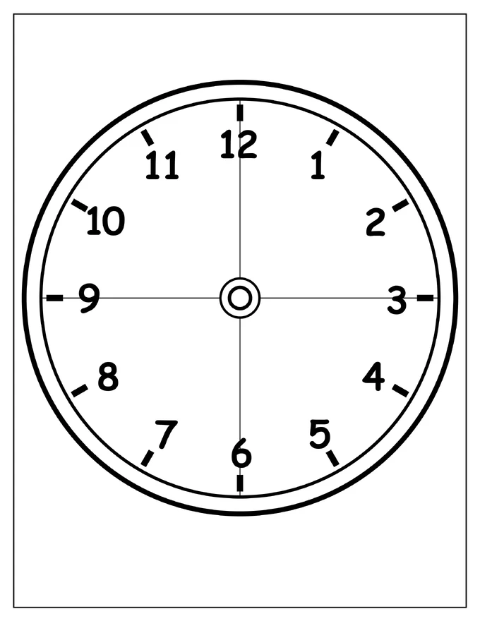 Clock Coloring Page With Different Segments