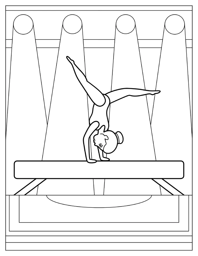 Little Girl On Balance Beam Coloring Sheet