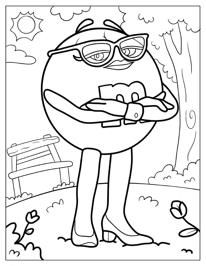 Mr. Brown M&M’s In The Park Coloring Sheet For Kids