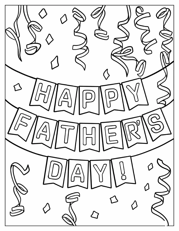 Happy Father’s Day Banner Coloring Page