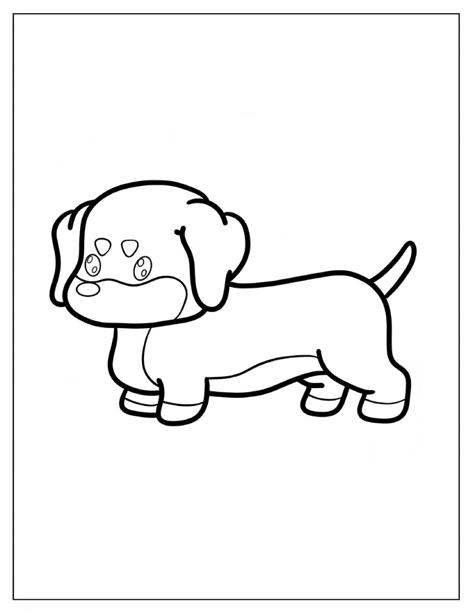 Easy Dachshund Coloring Page For Kids