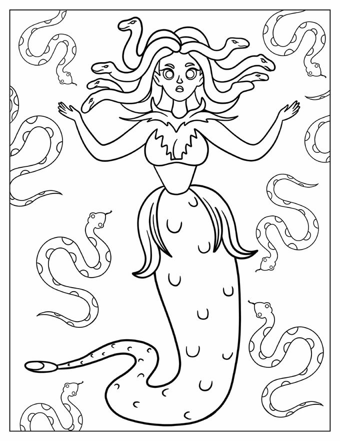 Cartoon Medusa With Snake Body