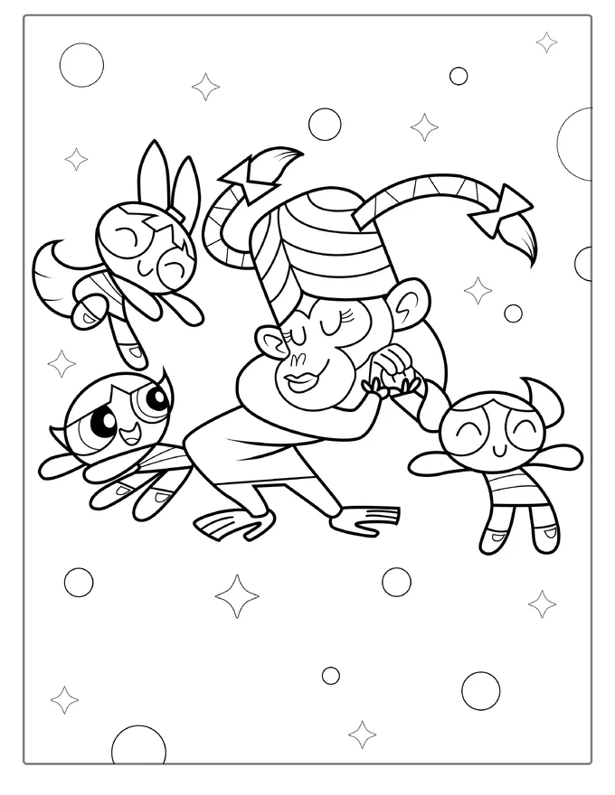 Powerpuff Girls Sleepover Coloring Page