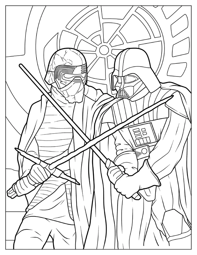 Darth Vader With Kylo Ren Coloring Sheet