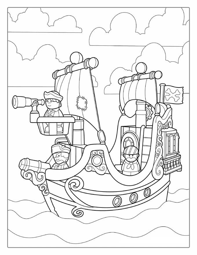 Detailed Kids Pirate Ship To Color