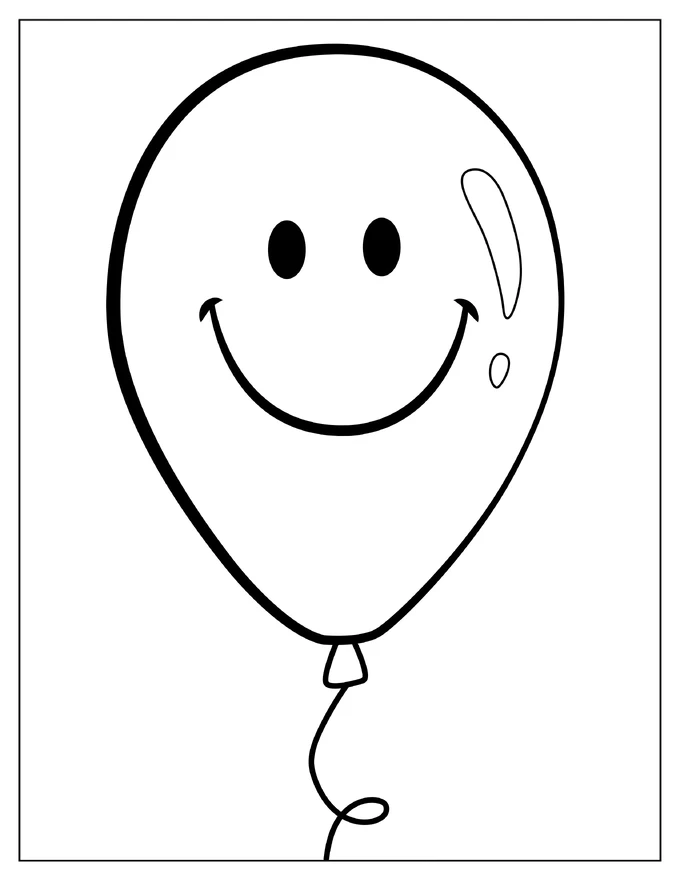 Smiley Face Balloon Coloring Page