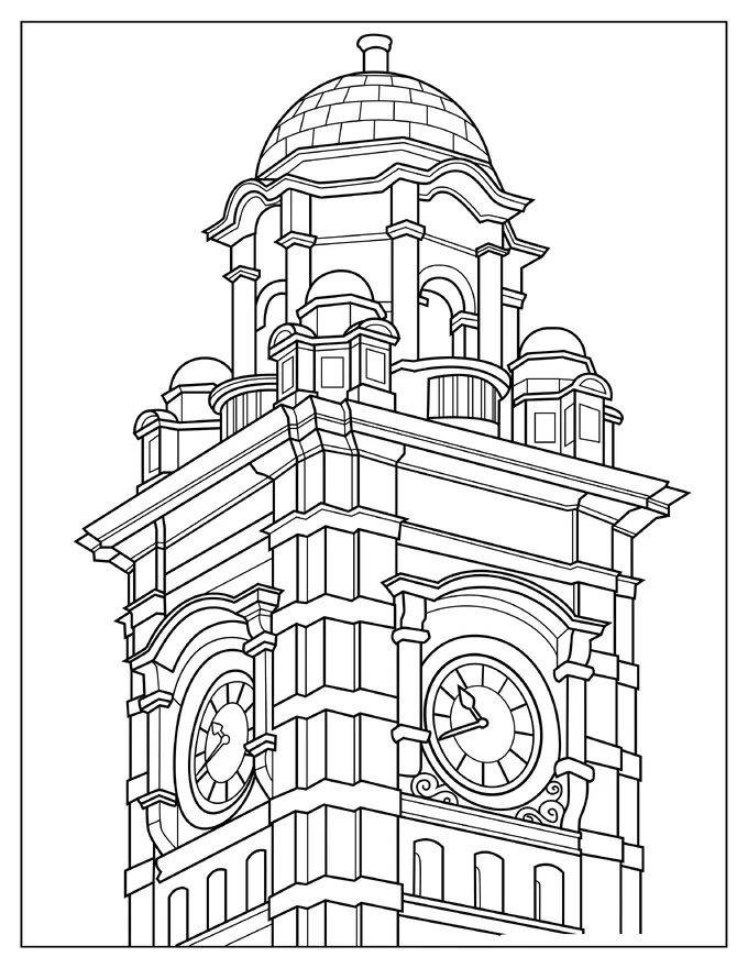 Clock Tower Coloring Page