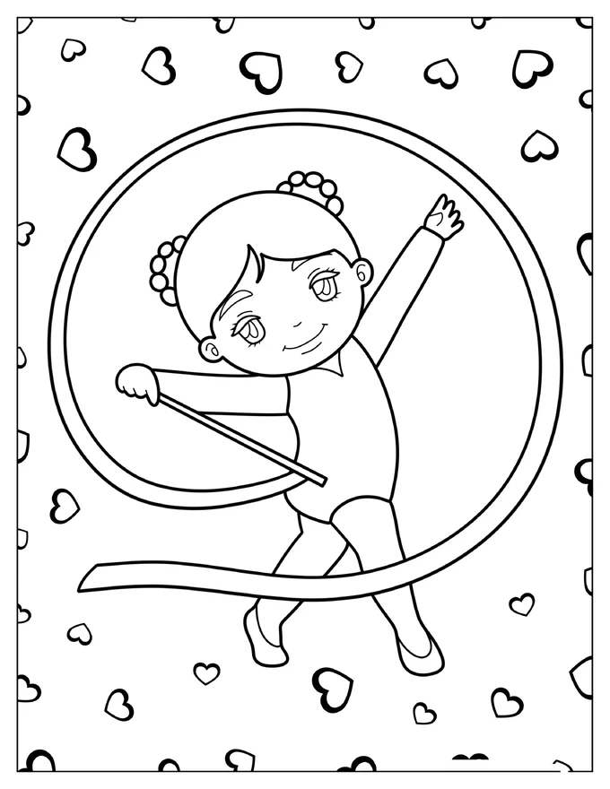 Cute Cartoon Rhythmic Gymnast Coloring Page