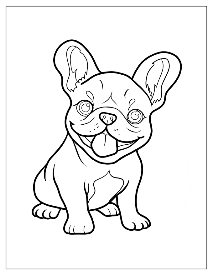 Baby French Bulldog Coloring Page For Kids