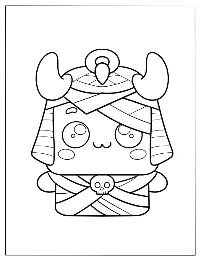 Chibi Egyptian Mummy Coloring Sheet For Preschoolers