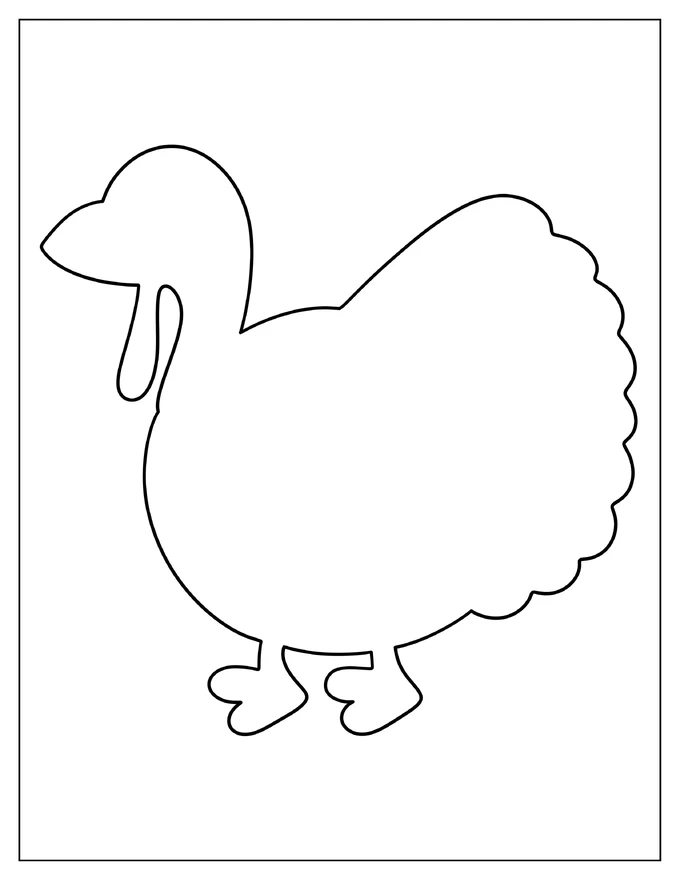 Full Page Easy Turkey Template For Kids