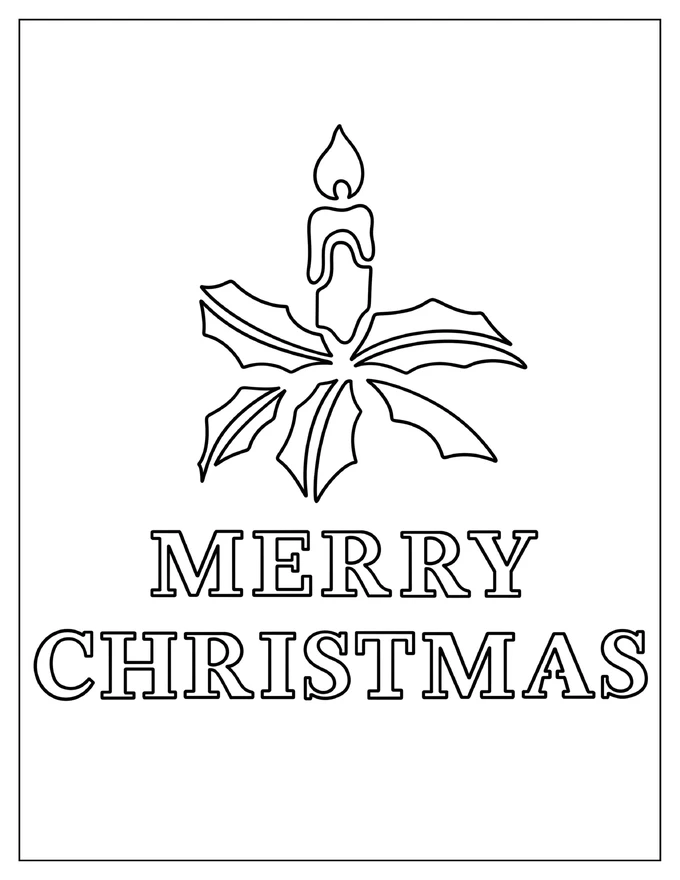 Full Page Merry Christmas With Candle Stencil