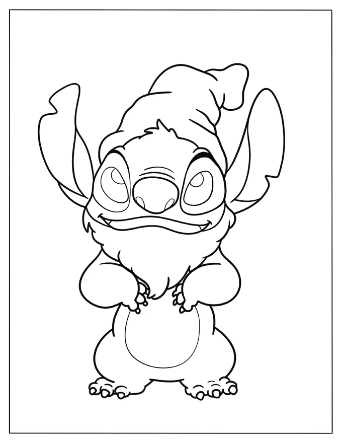 Stitch Gnome With Hat And Beard Coloring Sheet For Kids