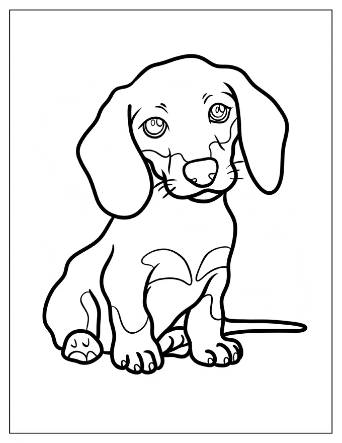 Realistic Dachshund Sitting Coloring Page