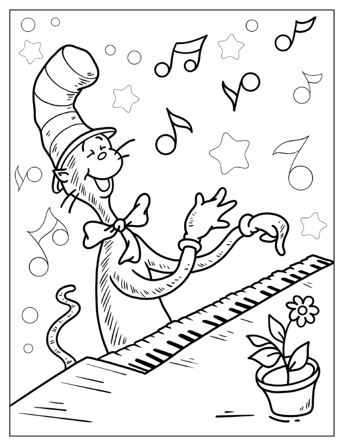 Cat In The Hat Playing The Piano