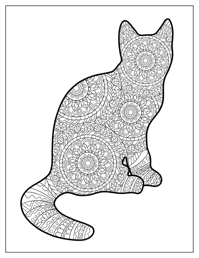 Cat Mandala Coloring In For Adults