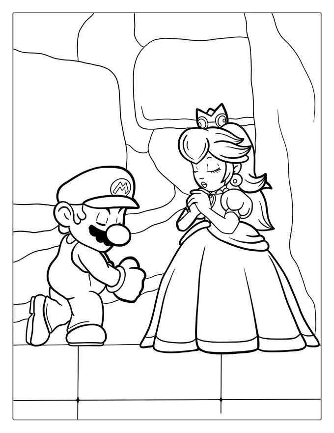 Mario Proposing To Princess Peach Coloring