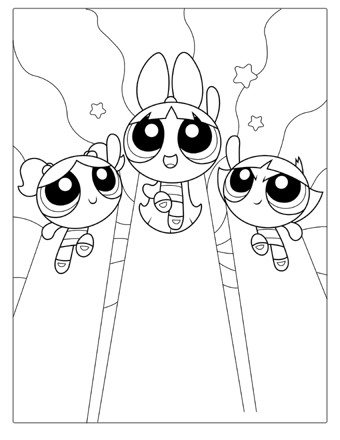 Powerpuff Girls Flying Into The Sky