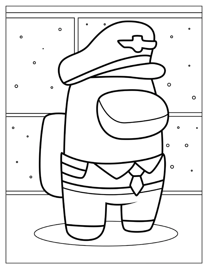 Among Us Captain Skin Coloring Page