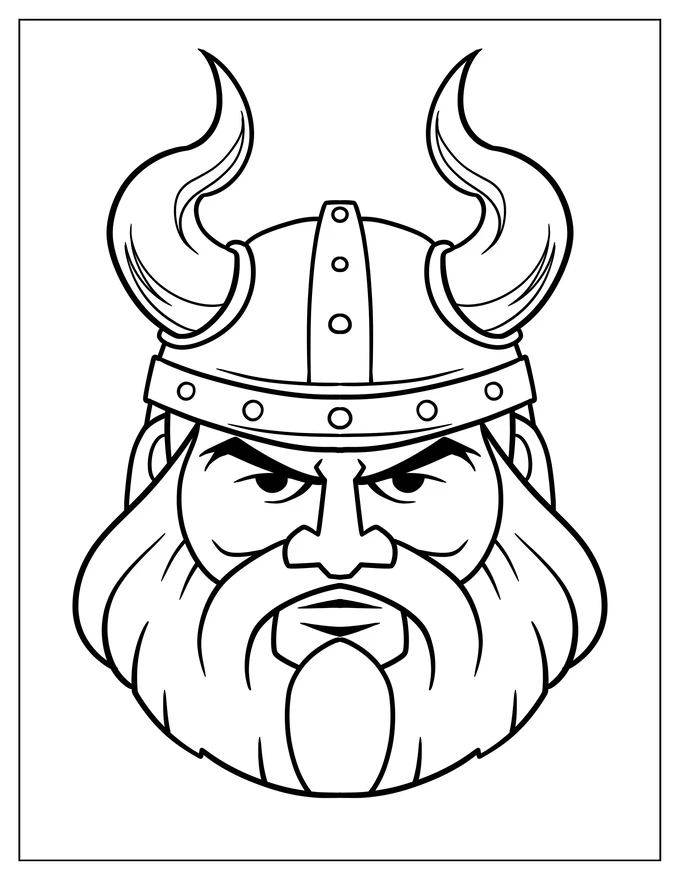 Simple Viking Portrait Coloring Page