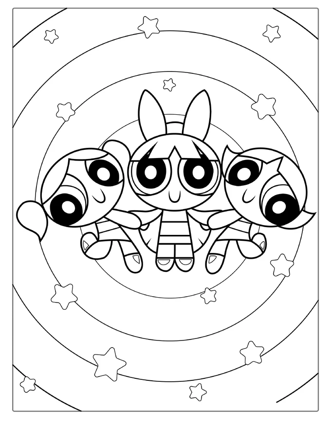 Easy Powerpuff Girls Coloring Page For Kids