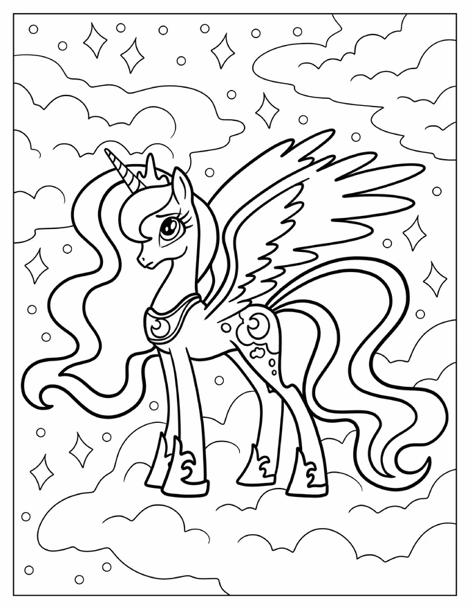 Elegant Princess Luna Standing On A Cloud