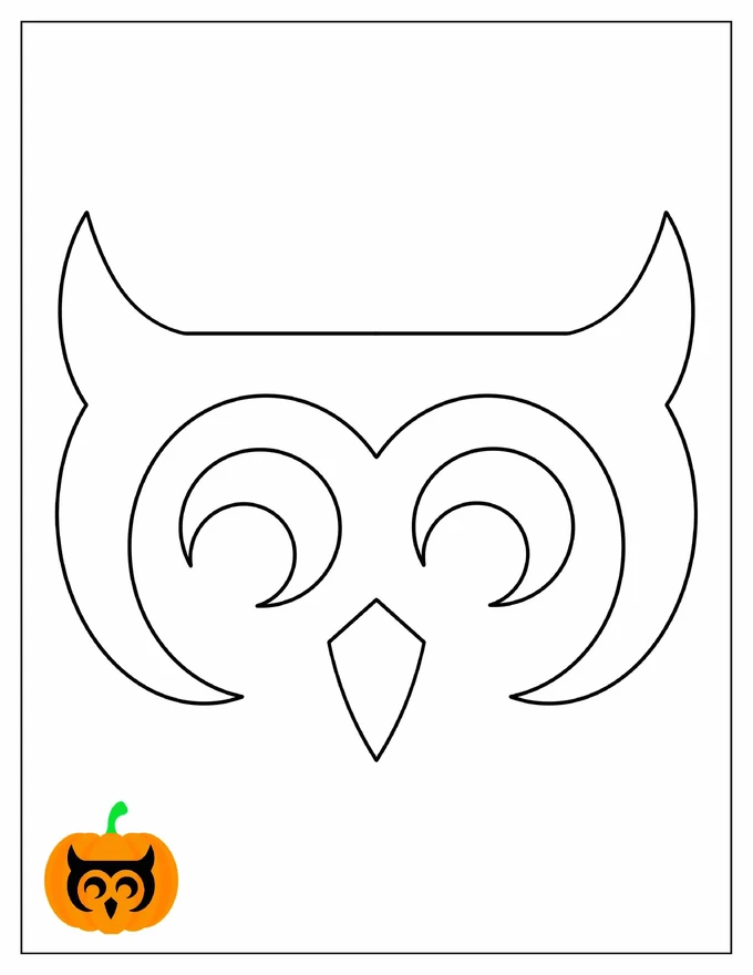 Cute Owl Face Printable Pumpkin Stencil