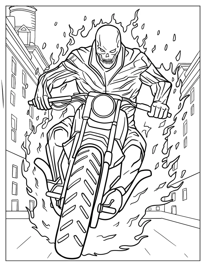 Ghost Rider On Hell Cycle In The City