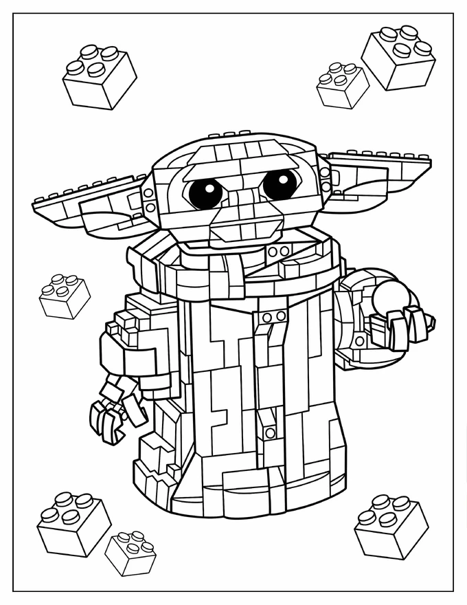 Detailed Baby Yoda Coloring Sheet