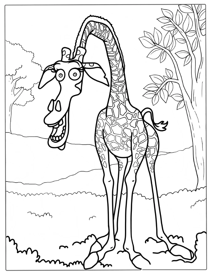 Melman Giraffe From Madagascar Coloring Page