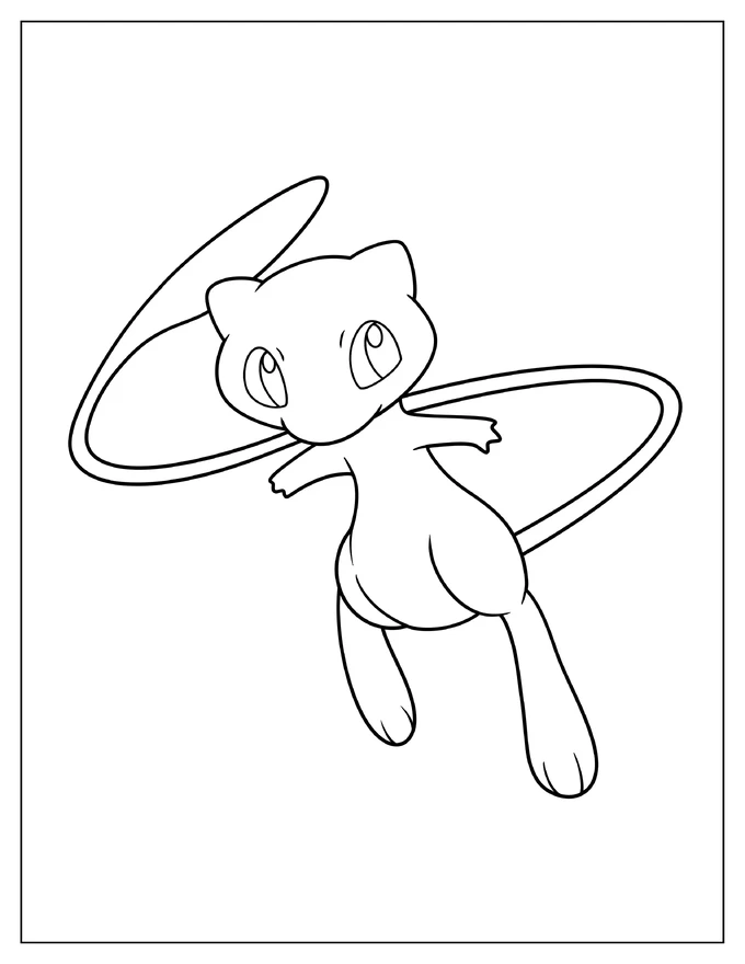 Simple Mew Coloring Page For Preschoolers