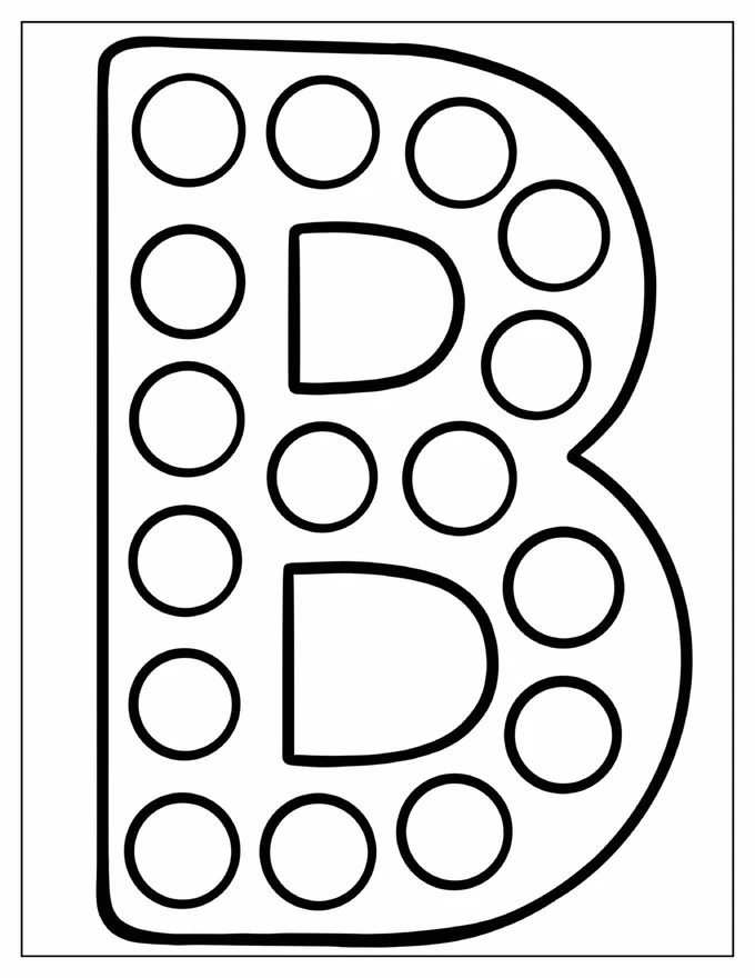 Uppercase Letter B With Polka Dots Coloring Page For Preschoolers