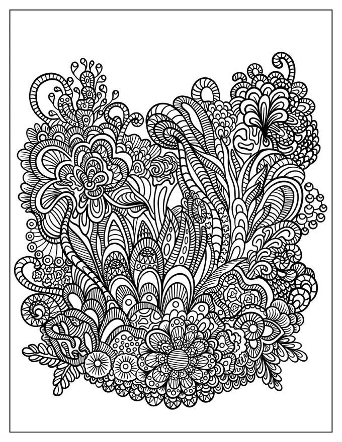 Nature Zentangle With Lots Of Flowers