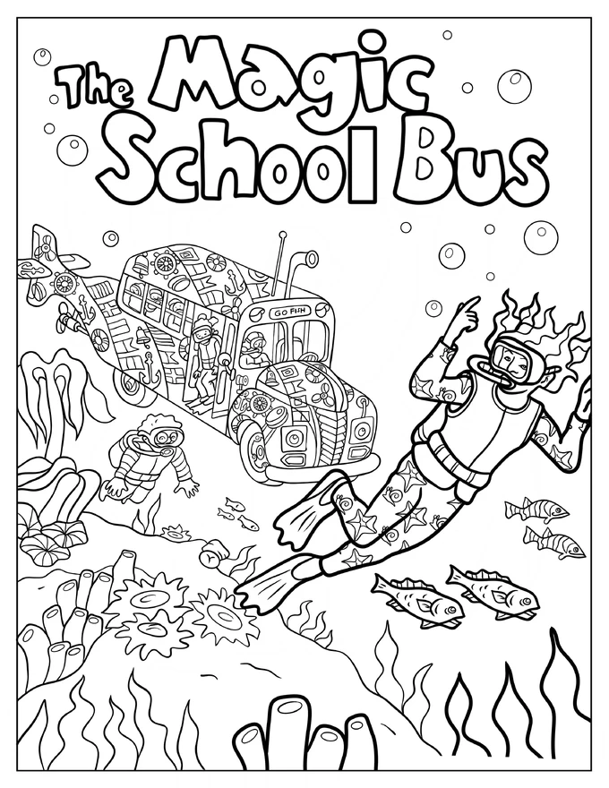 Magic School Bus Underwater Coloring Sheet