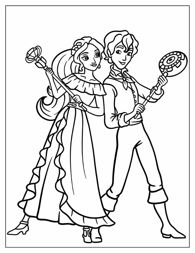 Princess Elena With Mateo Coloring Page For Kids