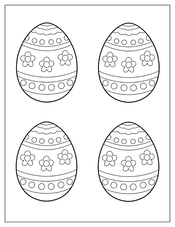 Quarter Page Flowers And Circles Easter Egg Template