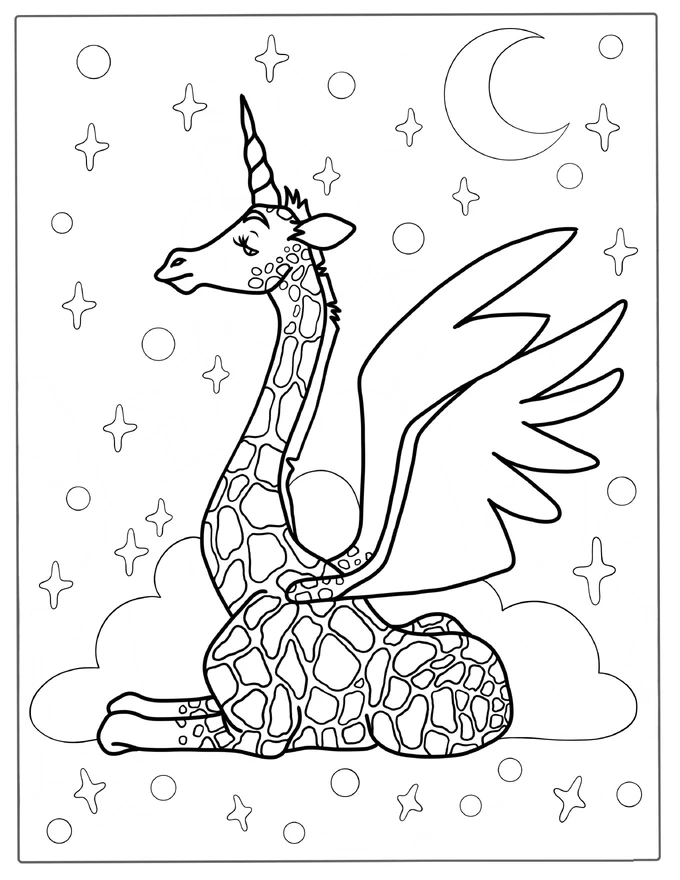 Unicorn Giraffe Coloring Page For Kids