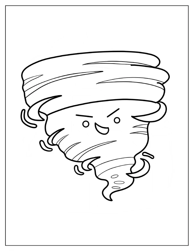 Kawaii Tornado Coloring Page For Preschoolers