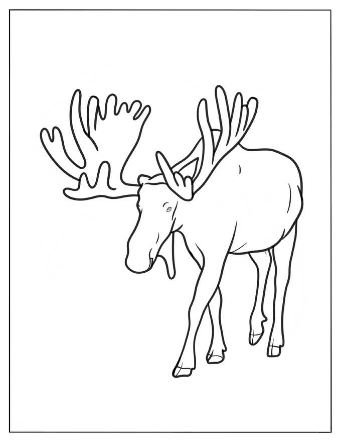 Arctic Animal Moose Outline Coloring Page For Kids