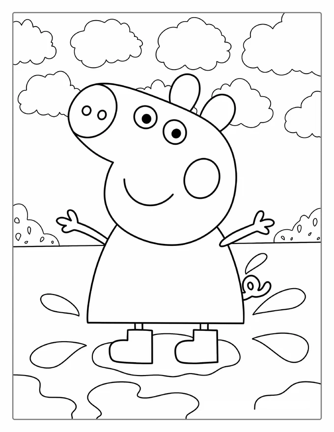 Peppa Pig Jumping In Puddle