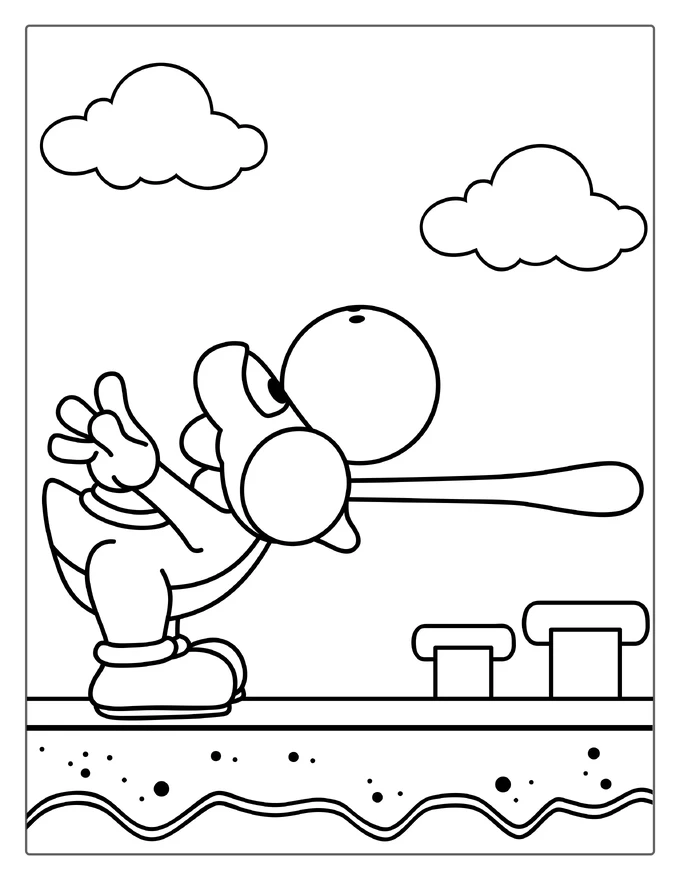 Yoshi With Tongue Out Coloring Sheet