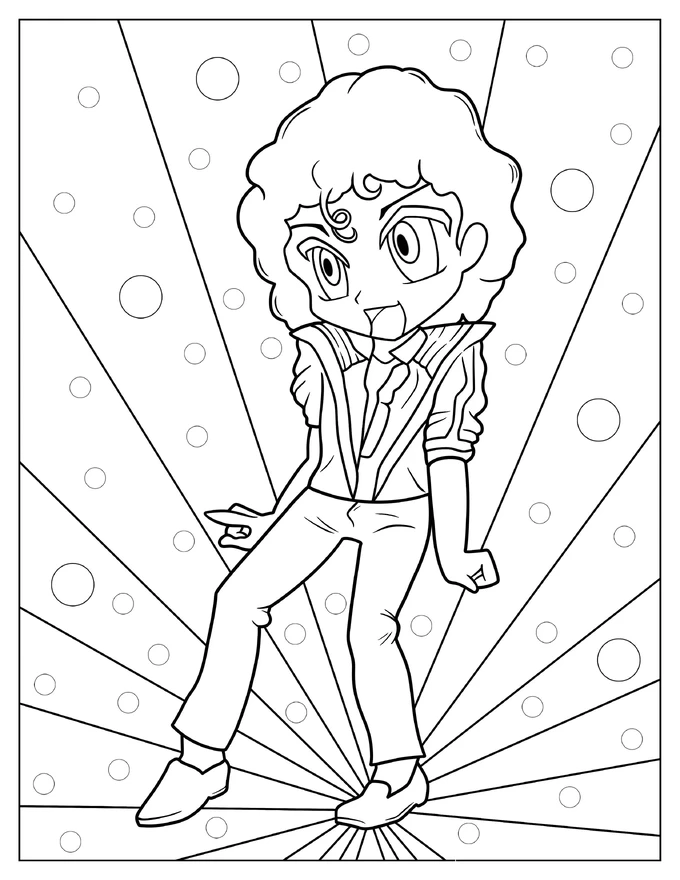 Kawaii Michael Jackson Dancing Coloring Page For Kids