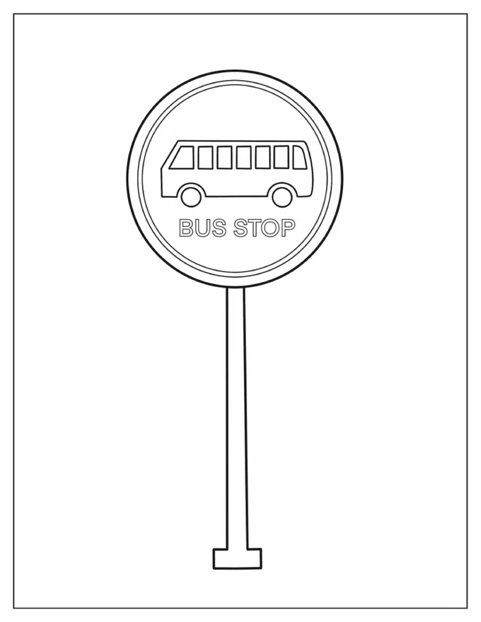 Bus Stop Sign To Color