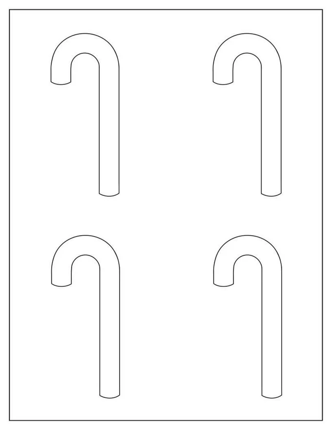 Medium Long Plain Candy Cane Template For Kids