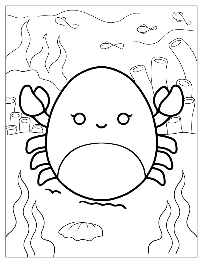 Cailey The Crab Squishmallow Under The Sea To Color